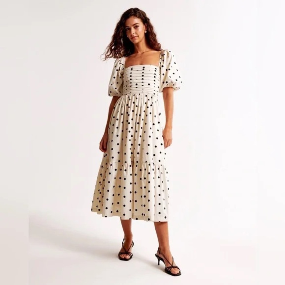 Abercrombie & Fitch Emerson Poplin Puff
Sleeve Midi Dress